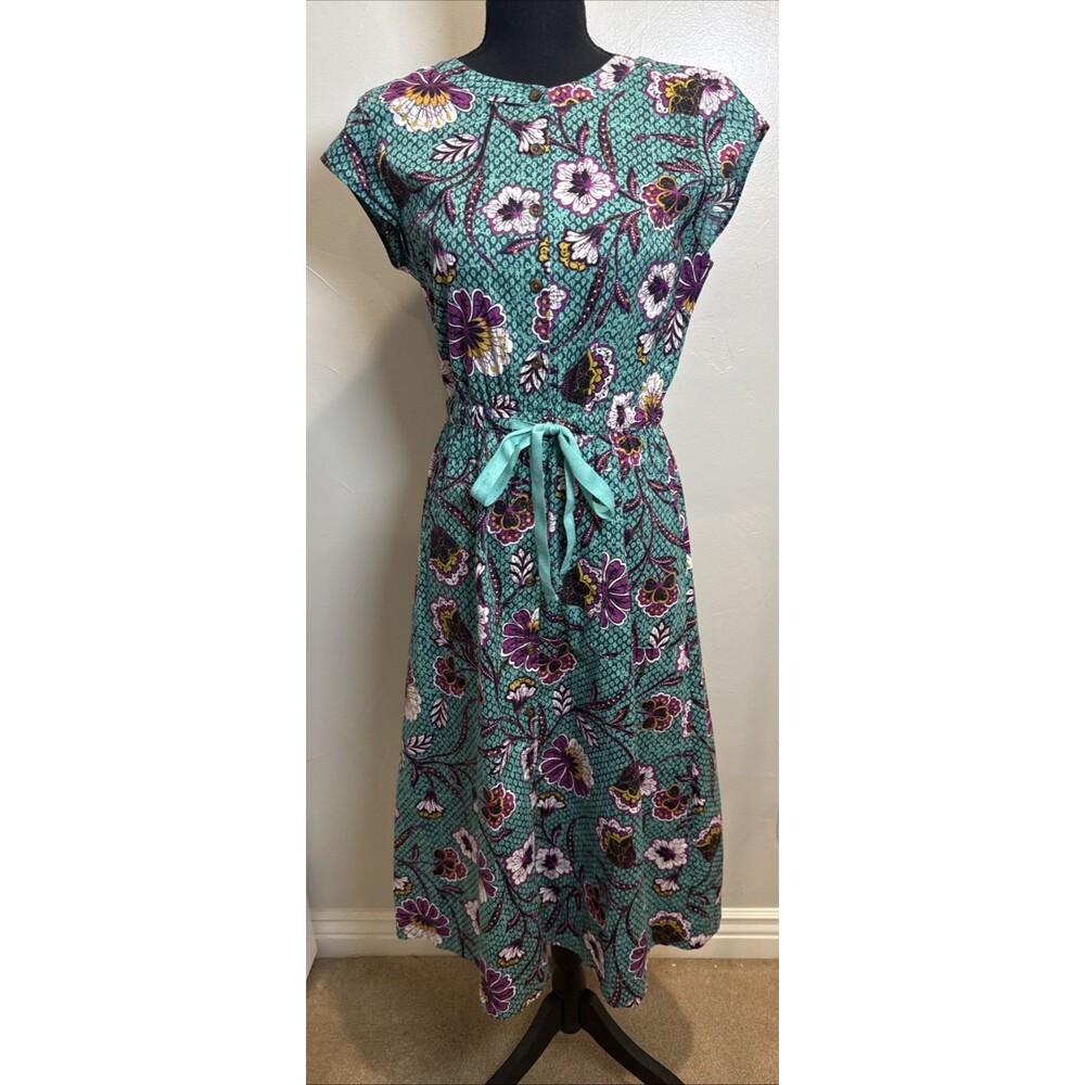 Loft Floral Midi Shirt Dress Colorful Preppy Classic Women's Size 2